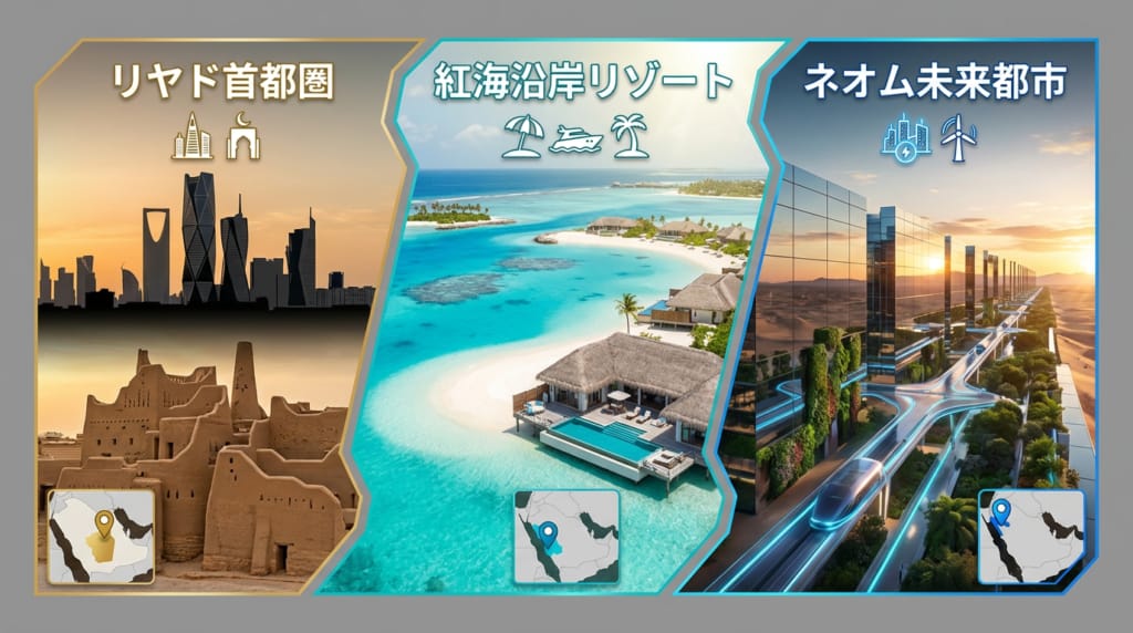 サウジアラビア Vision 2030 開発エリアのイメージ